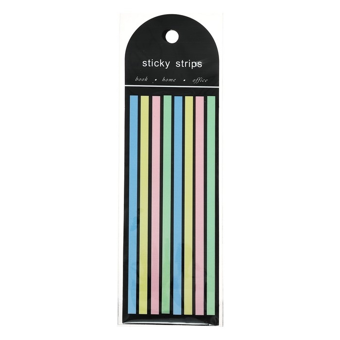 Блок-закладка с липким краем 145 мм х 5 мм, пластик, 4 цвета по 20 листов, 8 штук, пастель Блок-закладка с липким краем 145 мм х 5 мм, пластик, 4 цвета по 20 листов, 8 штук, пастель