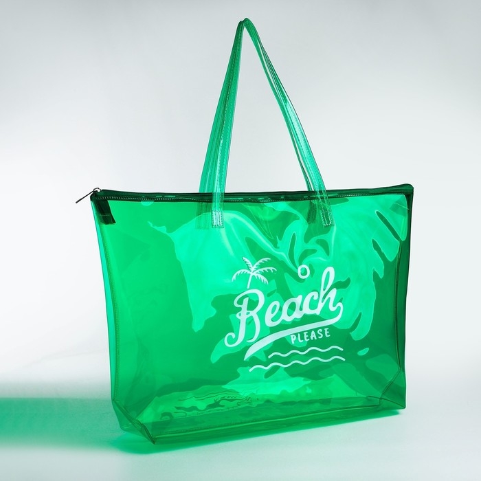 Сумка женская пляжная Beach please, 50х35х11 см, зелёный цвет Сумка женская пляжная Beach please, 50х35х11 см, зелёный цвет