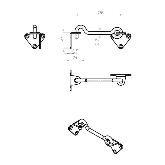 Крючок ветровой КР-110 цинк, 50 шт. Крючок ветровой КР-110 цинк, 50 шт.