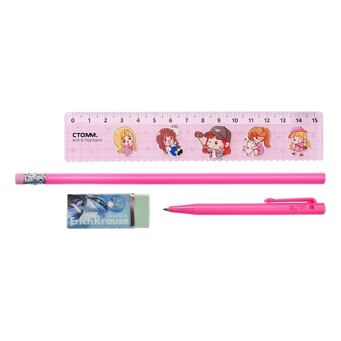 Пенал мягкий 1 отделение, 210 x 80 x 40, Calligrata, с наполнением 4 предмета, Пенал мягкий 1 отделение, 210 x 80 x 40, Calligrata, с наполнением 4 предмета, "Аниме глаза", для девочек