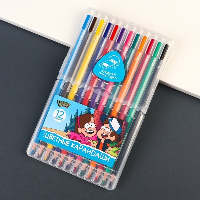 Цветные карандаши, 12 цветов, трехгранные, Гравити Фолз Цветные карандаши, 12 цветов, трехгранные, Гравити Фолз
