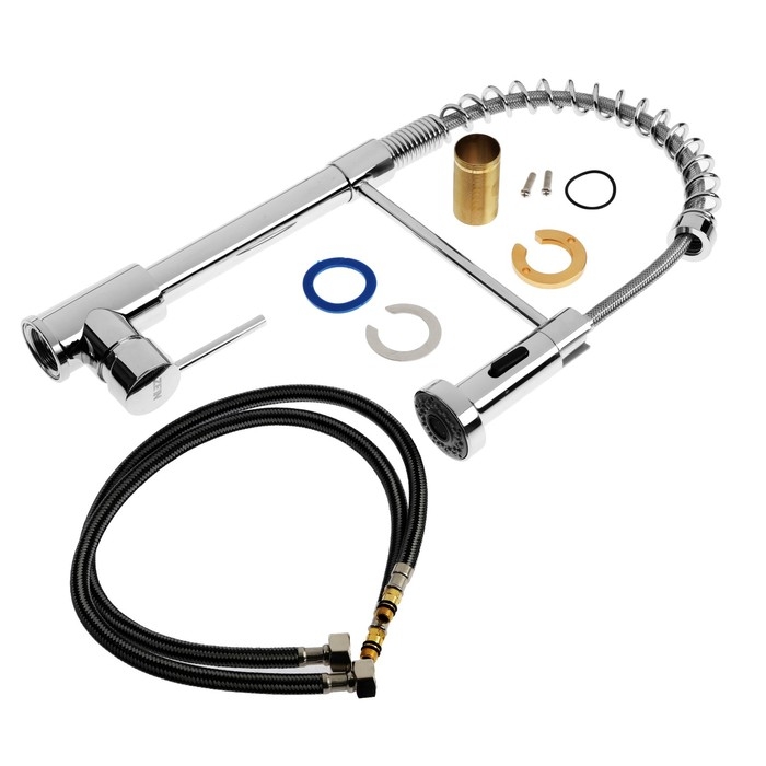 Смеситель для кухни ZEIN Z3824, однорычажный, гибкий излив на пружине, аэратор 2 режима,хром Смеситель для кухни ZEIN Z3824, однорычажный, гибкий излив на пружине, аэратор 2 режима,хром