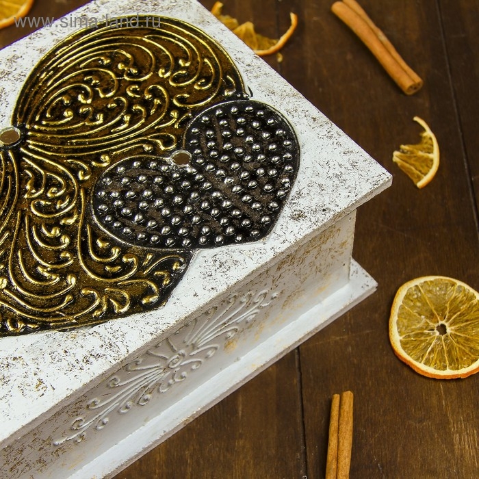 Шкатулка "Два сердца" 24х18х9 см, МДФ