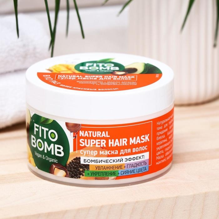 Маска для волос ФитоБомба: увлажнение + гладкость + укрепление + сияние цвета, 250 мл Маска для волос ФитоБомба: увлажнение + гладкость + укрепление + сияние цвета, 250 мл