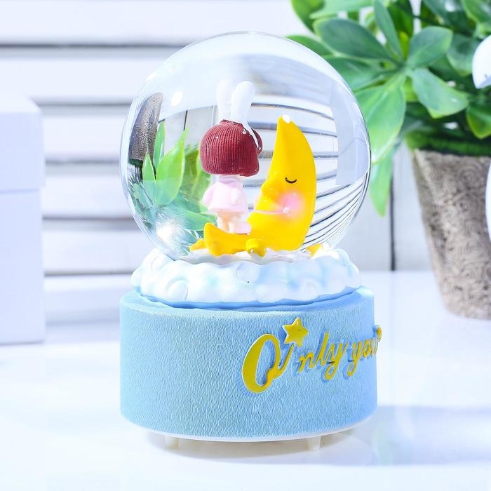 Сувенир полистоун водяной шар свет, музыка "Малышка на месяце" МИКС 12х8,5х8,5 см