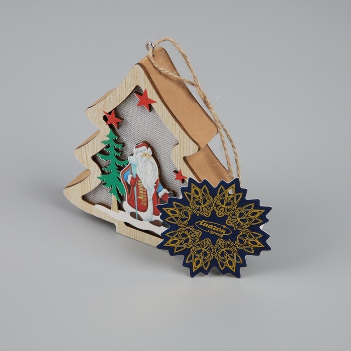 Ёлочная игрушка «Ёлочка с Дедом Морозом», от батареек, свечение тёплое белое Ёлочная игрушка «Ёлочка с Дедом Морозом», от батареек, свечение тёплое белое