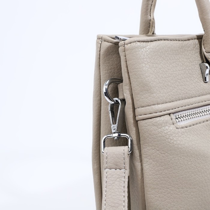 Сумка-тоут на молнии, 2 наружных кармана, цвет серый