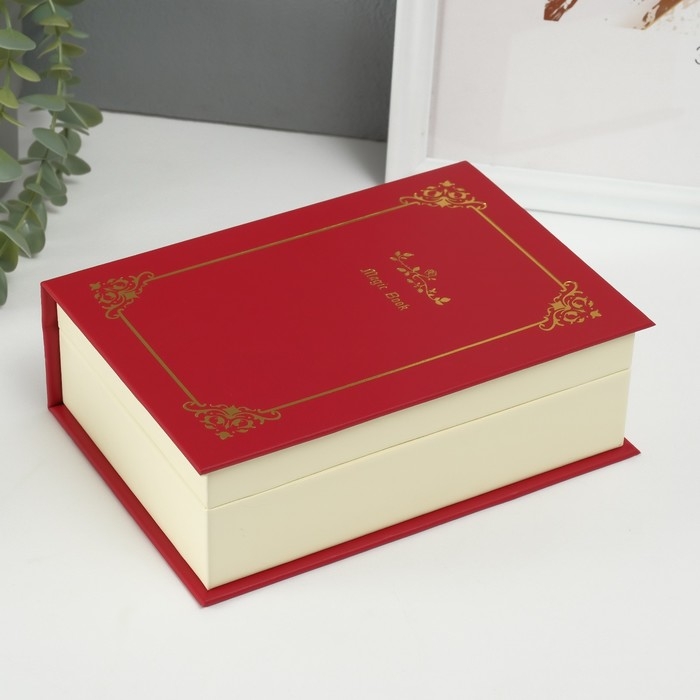 Шкатулка кожзам для украшений Шкатулка кожзам для украшений "Магическая книга" красная 15,5х21,5х7 см