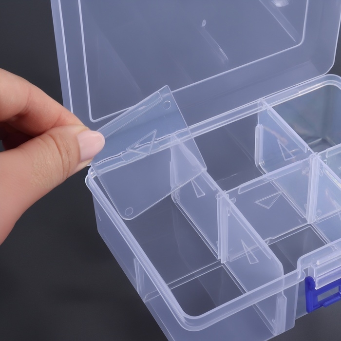 Органайзер для декора, передвижные ячейки, 6 ячеек, 16,5 &times; 12 &times; 5,8 см, цвет прозрачный