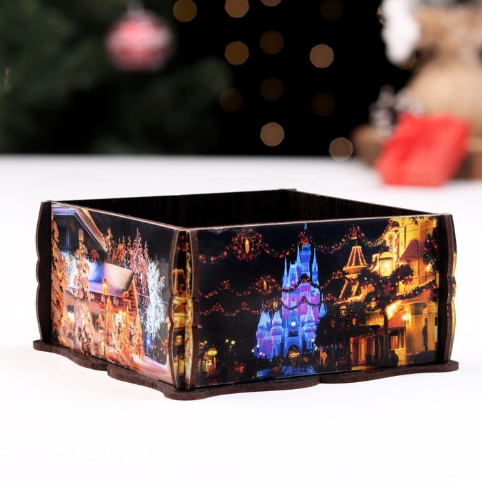 Салфетница Квадрат Украшенный город, 14х14х7,3 см