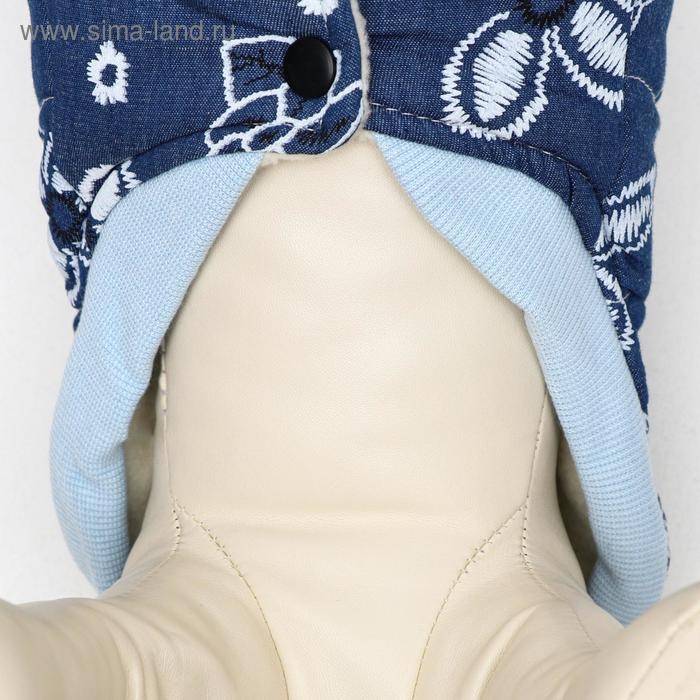 Куртка для собак с цветами, XL (ДС 35 см, ОШ 32 см, ОГ 49 см), тёмно-синяя Куртка для собак с цветами, XL (ДС 35 см, ОШ 32 см, ОГ 49 см), тёмно-синяя