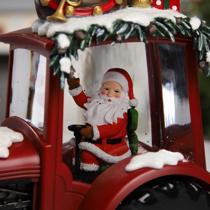 Фигура светодиодная «Праздничный трактор», 25х13х21 см, музыка, батарейки ААх3 (не в комплекте), USB, свечение тёплое белое Фигура светодиодная «Праздничный трактор», 25х13х21 см, музыка, батарейки ААх3 (не в комплекте), USB, свечение тёплое белое