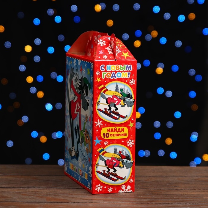 Новый год. Коробка подарочная складная Новый год. Коробка подарочная складная "Ну,погоди!" 17 х 7 х 25 см.