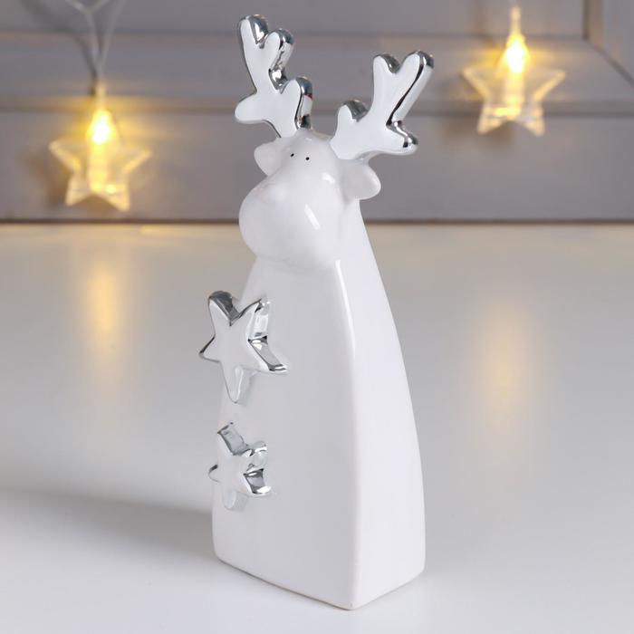 Сувенир керамика Сувенир керамика "Лосик со звёздочками" серебро 16,8х5х7,2 см