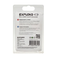 Карта памяти Exployd MicroSD, 8 Гб, SDHC, класс 10, с адаптером SD