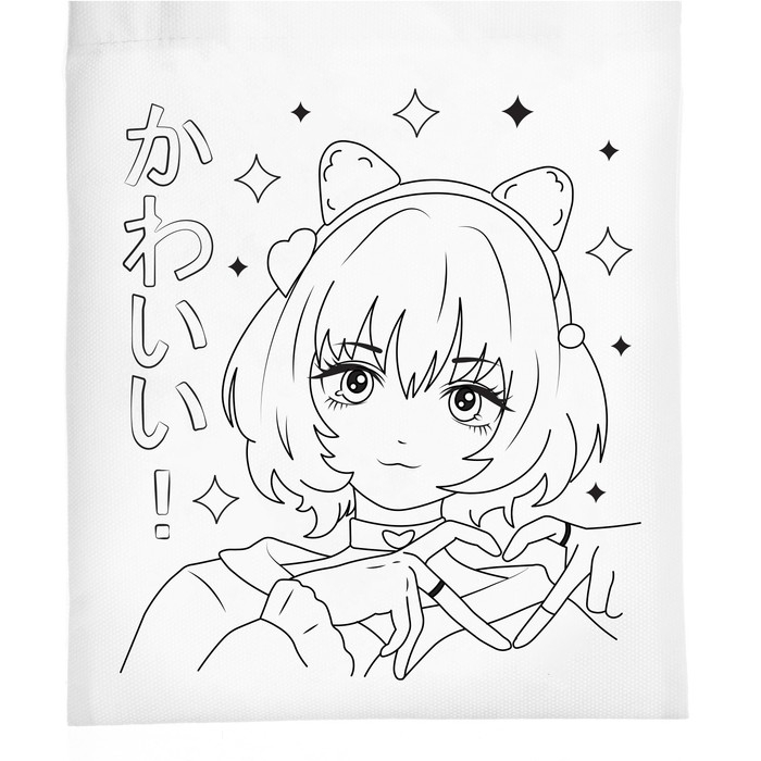 Сумка-шопер, раскраска «Аниме: девочка»