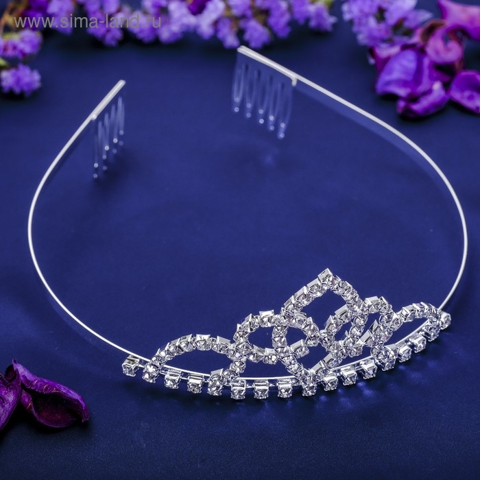 Диадема для волос Диадема для волос "Россыпь" лепесток, h-4 см, серебро