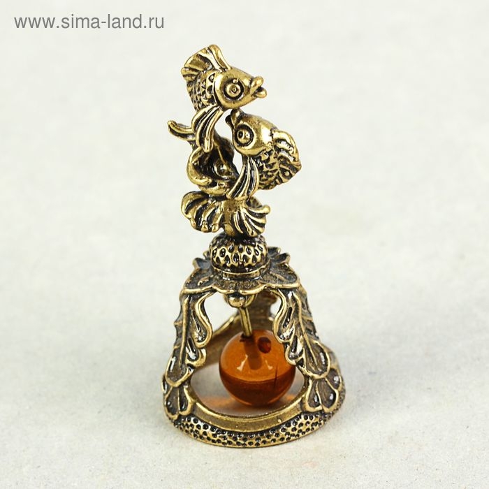 Колокольчик латунный  Колокольчик латунный "Знак зодиака. Рыбы", янтарь