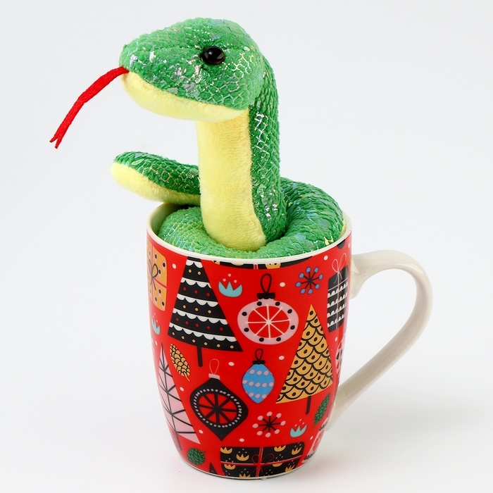 Новогодний подарочный набор «Исполнения желаний»: мягкая игрушка змея и кружка