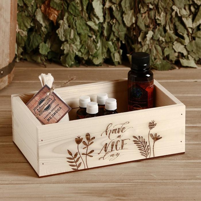 Ящик деревянный Ящик деревянный "Have a nice day", 24.5×14×8 см