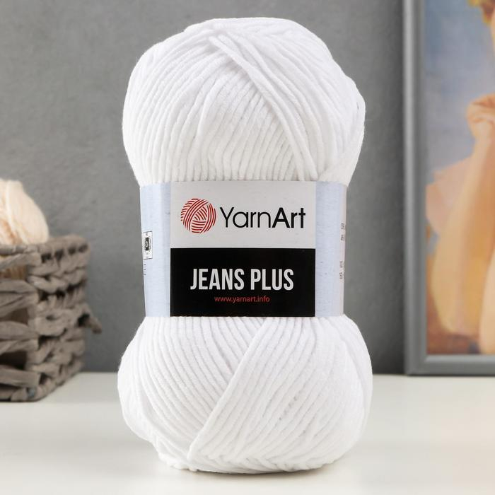 Пряжа  Пряжа "Jeans plus" 55% хлопок, 45% акрил 160м/100гр (62 белый )