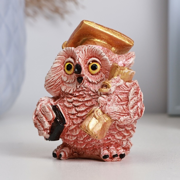 Фигура Фигура "Сова со свитком" красно-коричневая, 7х6см