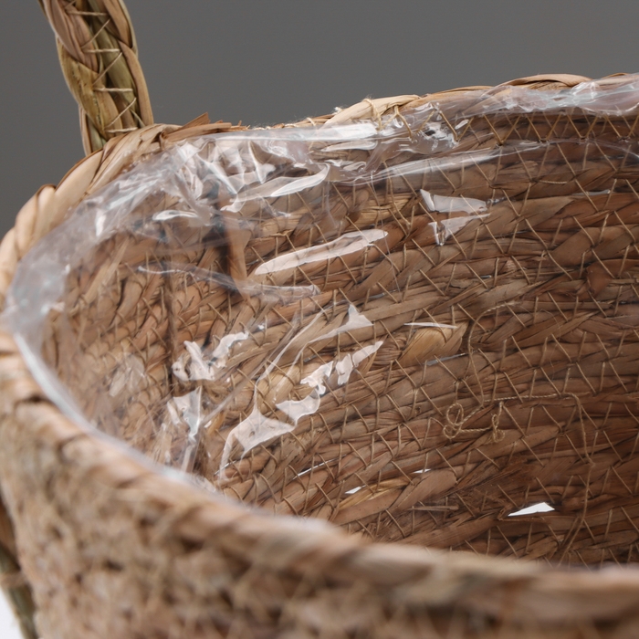 Кашпо плетеное  Кашпо плетеное "Сафари" с ручками, 25,5х25,5х23 см, натуральный