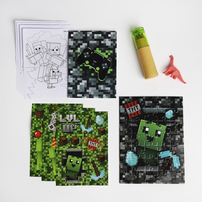 Детский рюкзак с блокнотом,раскраской,карандашами,пазлами и наклейками «Пиксельный мир» Детский рюкзак с блокнотом,раскраской,карандашами,пазлами и наклейками «Пиксельный мир»