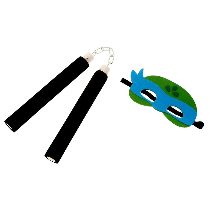 Карнавальный набор «Боевая черепашка», в наборе 3 предмета: плащ, маска и нунчаки Карнавальный набор «Боевая черепашка», в наборе 3 предмета: плащ, маска и нунчаки