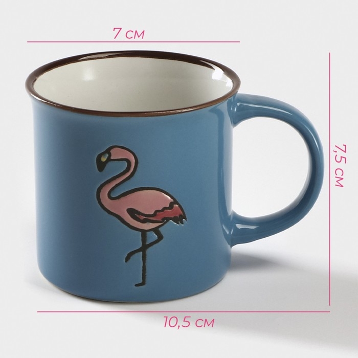 Кружка керамическая Доляна «Фламинго», 180 мл, цвет синий Кружка керамическая Доляна «Фламинго», 180 мл, цвет синий