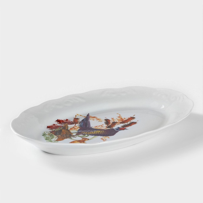 Блюдо фарфоровое «Сезон охоты», d=31,5 см, белое, МИКС Блюдо фарфоровое «Сезон охоты», d=31,5 см, белое, МИКС