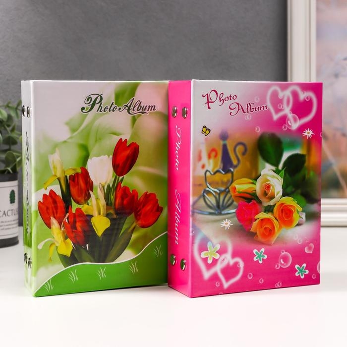 Фотоальбом на 100 фото 10х15 см Фотоальбом на 100 фото 10х15 см "Цветы" МИКС 16,5х12,5х5 см