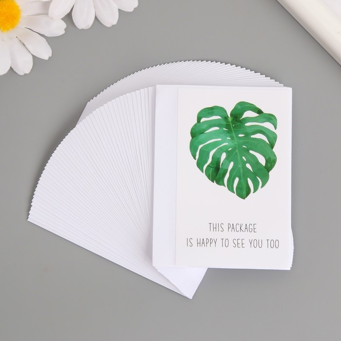 Наклейка бумага благодарность Наклейка бумага благодарность "Лист монстеры" набор 50 шт 8х5 см