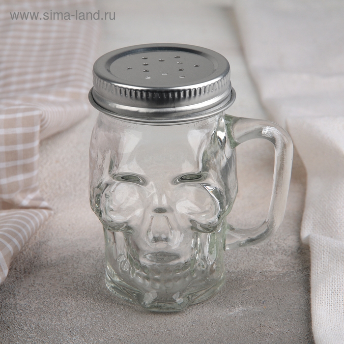 Солонка стеклянная «Череп. Хэллоуин», 100 мл, 7×6,5×8,5 см Солонка стеклянная «Череп. Хэллоуин», 100 мл, 7×6,5×8,5 см