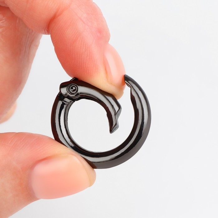 Кольцо-карабин, d = 16/24 мм, толщина - 4 мм, 5 шт, цвет чёрный никель Кольцо-карабин, d = 16/24 мм, толщина - 4 мм, 5 шт, цвет чёрный никель