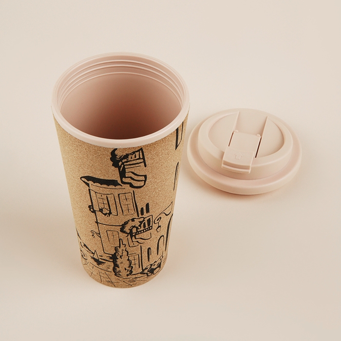 Стакан для кофе с крышкой SL Home «Севилья», пробковый, 450 мл, 9,5×9,5×18,5 см, цвет бежевый Стакан для кофе с крышкой SL Home «Севилья», пробковый, 450 мл, 9,5×9,5×18,5 см, цвет бежевый