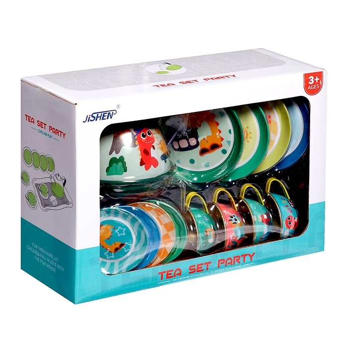 Набор металлической посуды «Дино», 14 предметов, цвет МИКС Набор металлической посуды «Дино», 14 предметов, цвет МИКС