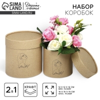 Набор шляпных коробок из крафта 2 в 1, упаковка подарочная, «Beautiful», 12 х 12, 15 х 15 см