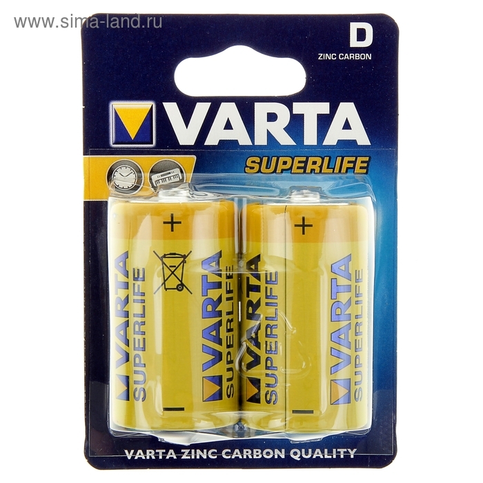 Батарейка солевая Varta SUPER LIFE D набор 2 шт Батарейка солевая Varta SUPER LIFE D набор 2 шт