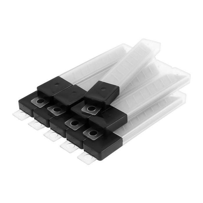 Лезвия для ножей ТУНДРА, сегментированные, 18 мм, 10 контейнеров по 10 лезвий, 100 шт. Лезвия для ножей ТУНДРА, сегментированные, 18 мм, 10 контейнеров по 10 лезвий, 100 шт.