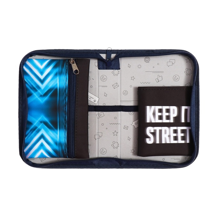 Пенал 1 секция 140 х 210 х 40 мм, откидной карман и косметичка, тканевый, Calligrata TOP Content Пенал 1 секция 140 х 210 х 40 мм, откидной карман и косметичка, тканевый, Calligrata TOP Content "Мото"