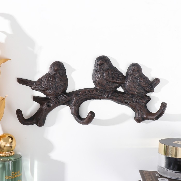Крючки декоративные металл Крючки декоративные металл "Три птички на ветке" 23х3,5х10,5 см