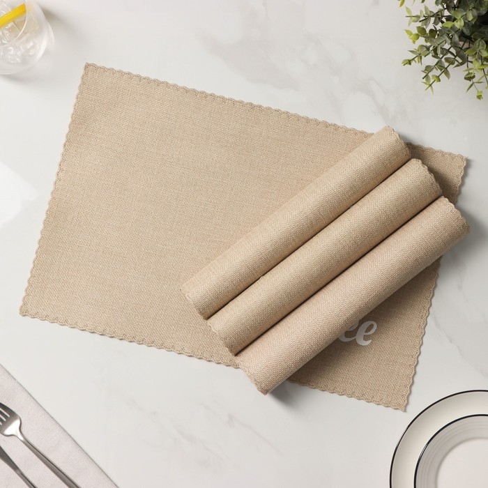 Салфетки сервировочные на стол Доляна Coffee, 4 шт, 44×29 см, цвет бежевый Салфетки сервировочные на стол Доляна Coffee, 4 шт, 44×29 см, цвет бежевый