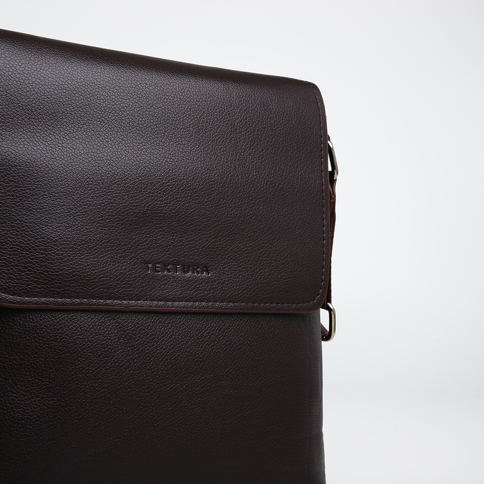 Сумка мужская через плечо TEXTURA, наружный карман, цвет коричневый