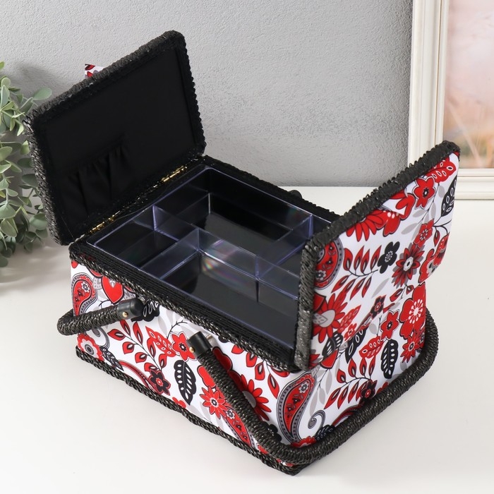 Шкатулка для рукоделия "Народный цветочный узор" 19х26х14,5 см