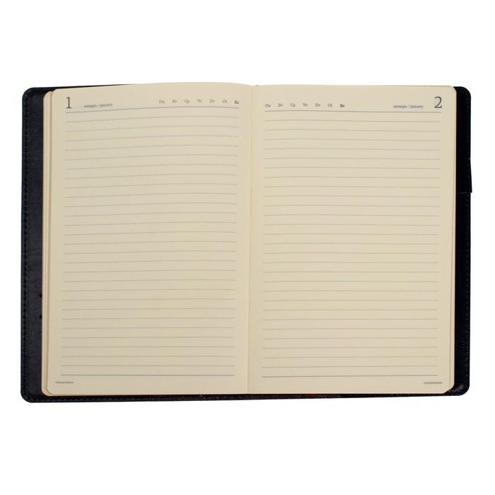 Ежедневник полудатированный А5, 208 листов Profy, рециклированная кожа, сменный блок, золотой срез, чёрный Ежедневник полудатированный А5, 208 листов Profy, рециклированная кожа, сменный блок, золотой срез, чёрный