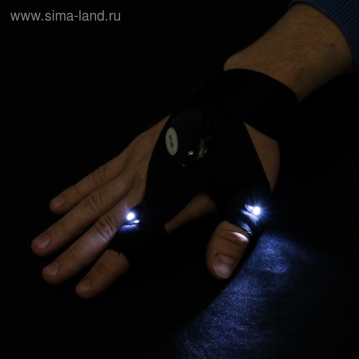 Перчатка для ремонта с двумя светодиодами, черный Перчатка для ремонта с двумя светодиодами, черный