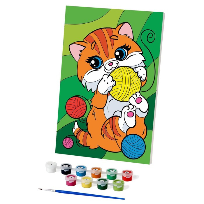 Картина по номерам для детей «Котик с клубочками», 20 х 30 см Картина по номерам для детей «Котик с клубочками», 20 х 30 см