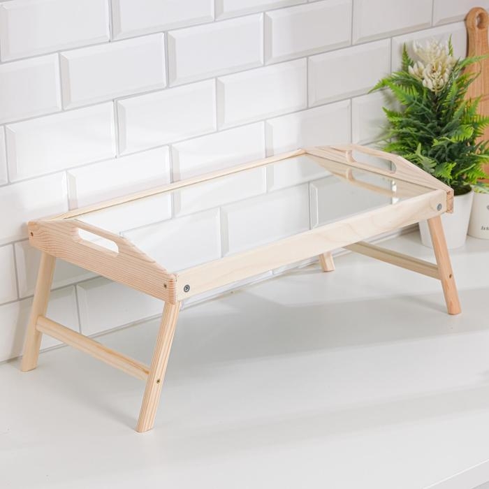 Столик для завтрака складной, 50×30см, с ручками, зеркало Столик для завтрака складной, 50×30см, с ручками, зеркало