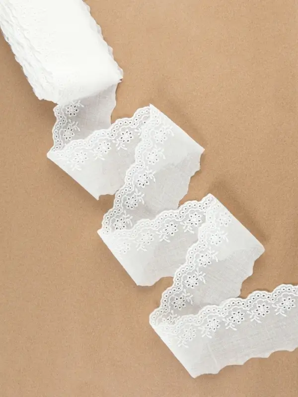 Кружево шитьё, 65 мм, 13.7&plusmn;1 м, белое